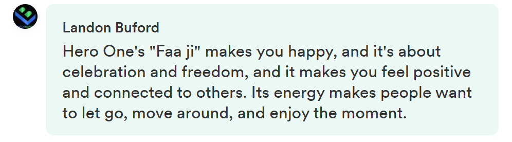 Landon Buford feedback for Faa ji